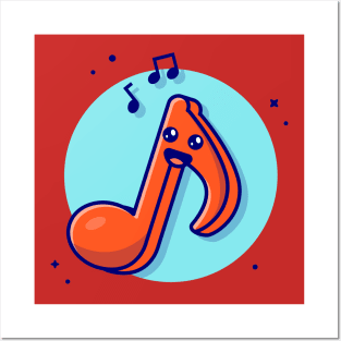 Cute Kawaii Music Note Cartoon Vector Icon Illustration (3) Posters and Art